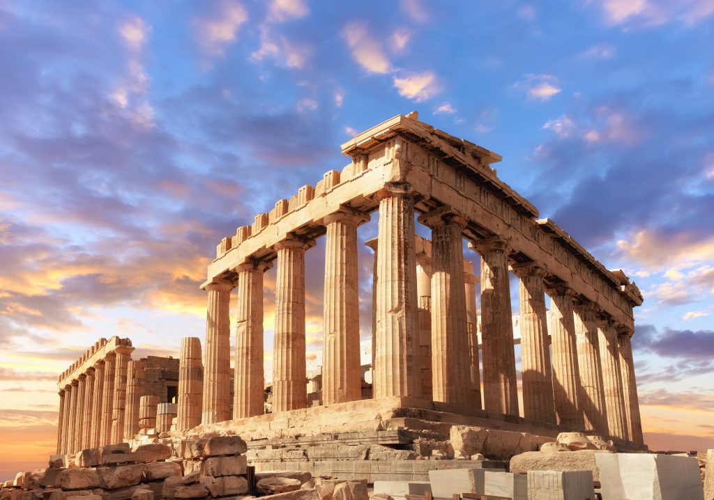Parthenon,Temple,On,A,Sinset.,Acropolis,In,Athens,,Greece,,This